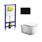 Pachet Meridian IV: Vas WC suspendat Meridian, capac WC soft-close, rezervor Liv si clapeta neagra